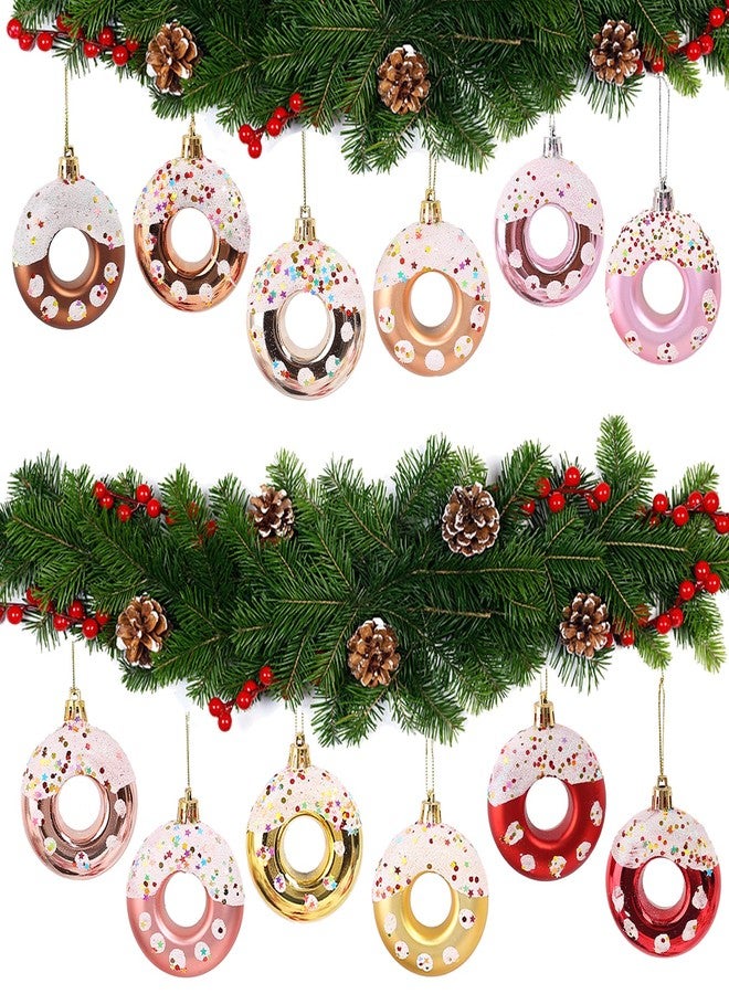 DAHI 8pcs Donut Christmas Ornament Set Candy Donut Hanging Ornaments Candy Donut Pendant Christmas Tree Hanging Ornament for Holiday Party Supplies (Pink) - Image 4